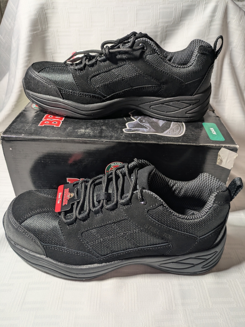 Brahma Adan Steel Toe Work Shoes Black Leather NWT